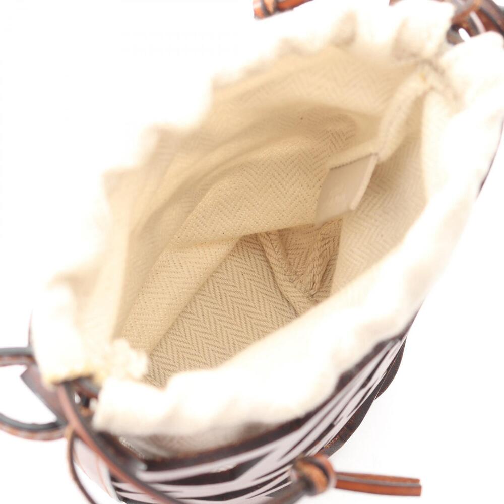 Loewe Pocket Cutout Shoulder Anagram Bag Brown Leather